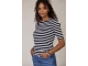 Studio Anneloes Luna stripe short slv pullover 9011 black/off white