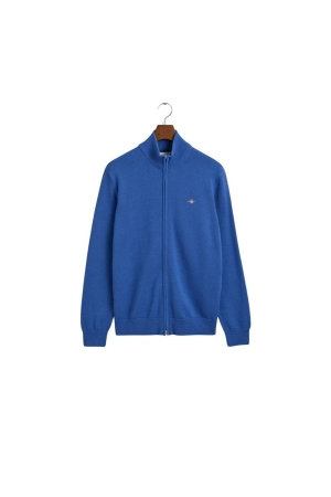 Gant CASUAL COTTON ZIP CARDIGAN 407 RICH BLUE