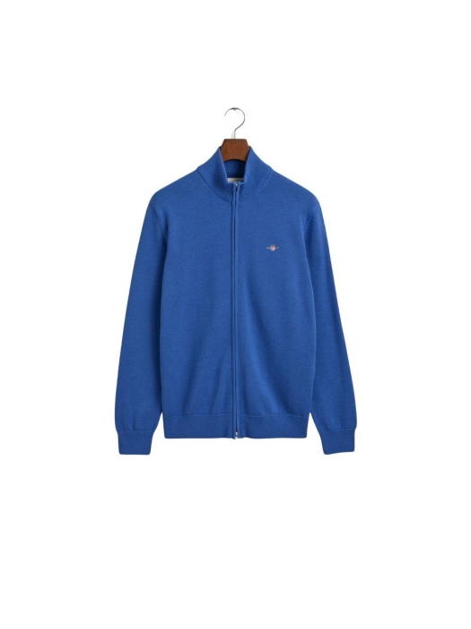 Gant CASUAL COTTON ZIP CARDIGAN 407 RICH BLUE