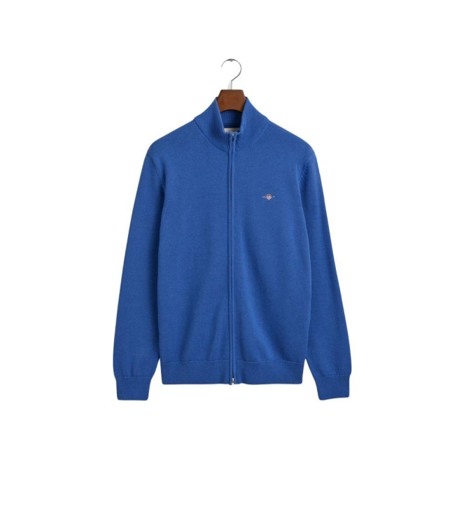 Gant CASUAL COTTON ZIP CARDIGAN 407 RICH BLUE
