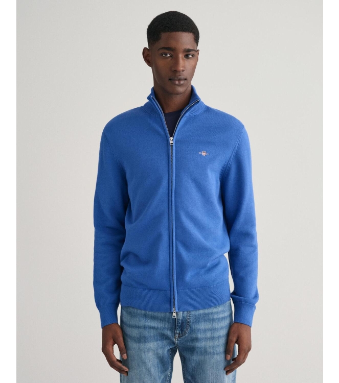 Gant CASUAL COTTON ZIP CARDIGAN 407 RICH BLUE