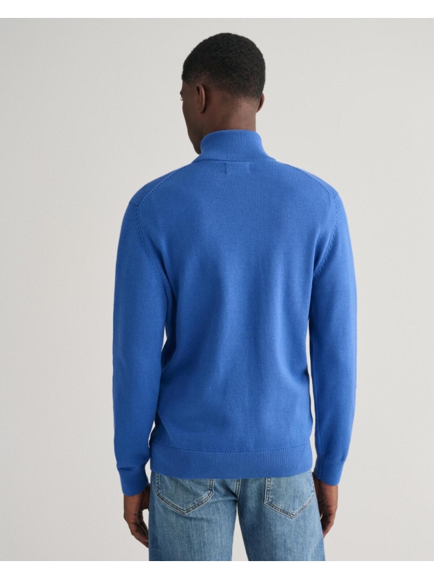 Gant CASUAL COTTON ZIP CARDIGAN 407 RICH BLUE