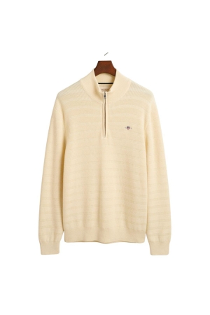 Gant STRIPE TEXTURED COTTON H-ZIP 130 CREAM