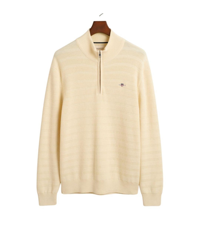 Gant STRIPE TEXTURED COTTON H-ZIP 130 CREAM