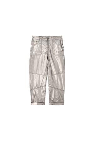 Summum Woman Loose tapered pants foil coated twill 810 Mist