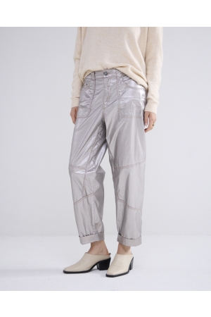 Summum Woman Loose tapered pants foil coated twill 810 Mist