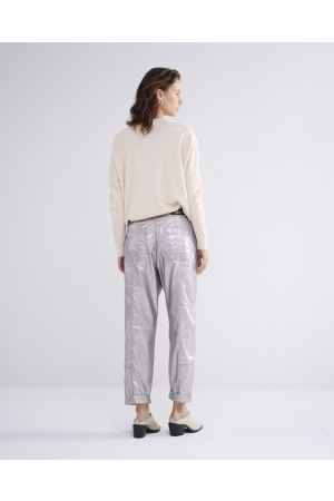 Summum Woman Loose tapered pants foil coated twill 810 Mist