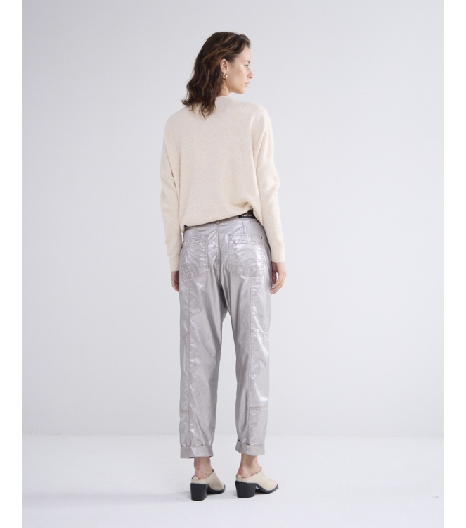 Summum Woman Loose tapered pants foil coated twill 810 Mist