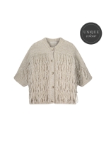 Summum Woman Cardigan 3/4 sleeve fringe knit 122 Ivory