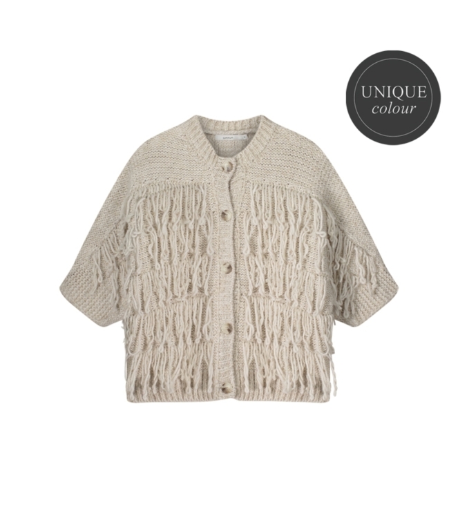 Summum Woman Cardigan 3/4 sleeve fringe knit 122 Ivory