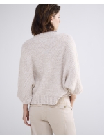 Summum Woman Cardigan 3/4 sleeve fringe knit 122 Ivory