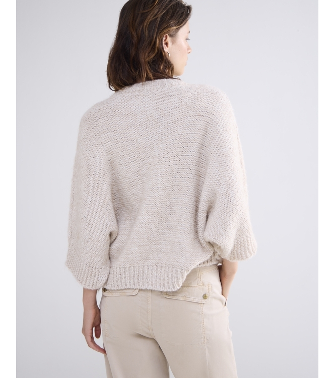 Summum Woman Cardigan 3/4 sleeve fringe knit 122 Ivory