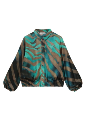 Summum Woman Blouse smock painted tiger 624 Peacock