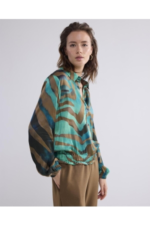 Summum Woman Blouse smock painted tiger 624 Peacock