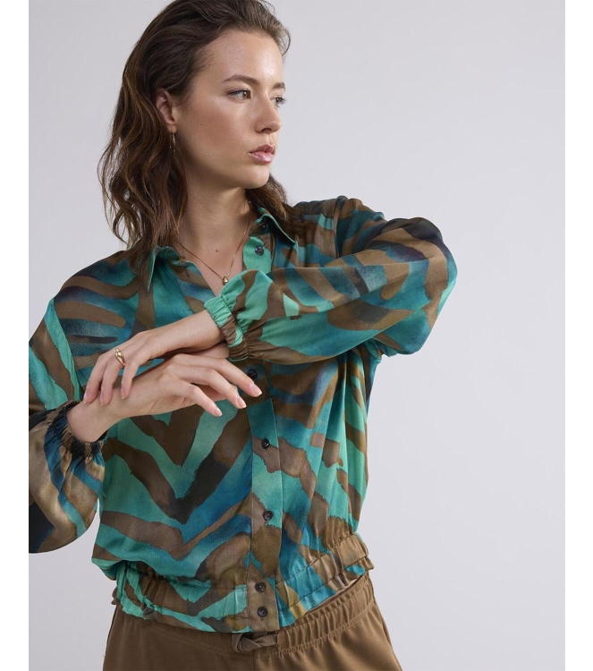 Summum Woman Blouse smock painted tiger 624 Peacock
