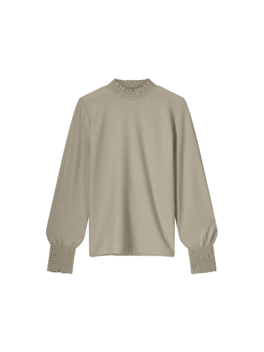 Summum Woman Smocked top Fine Lurex Jersey 130 Dune