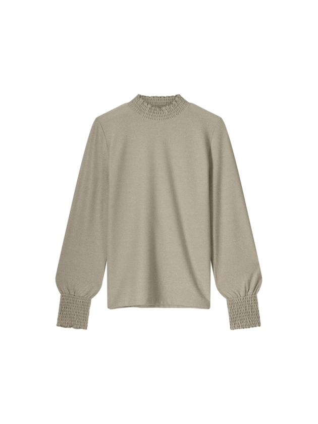 Summum Woman Smocked top Fine Lurex Jersey 130 Dune