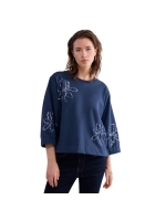 Summum Woman 3/4 sleeve sweatshirt Embellished Sweat 495 Midnight blue