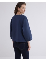 Summum Woman 3/4 sleeve sweatshirt Embellished Sweat 495 Midnight blue