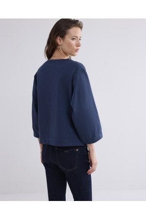 Summum Woman 3/4 sleeve sweatshirt Embellished Sweat 495 Midnight blue