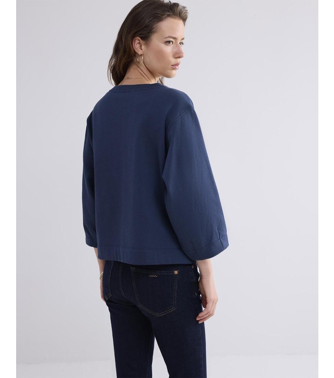 Summum Woman 3/4 sleeve sweatshirt Embellished Sweat 495 Midnight blue