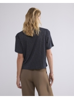 Summum Woman Shortsleeve Top Lurex Rib Stripe 495 Midnight blue
