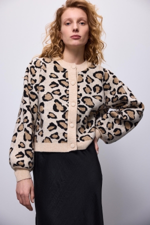 Summum Woman Knitted cardigan leopard jacquard knit 120 Multicolour