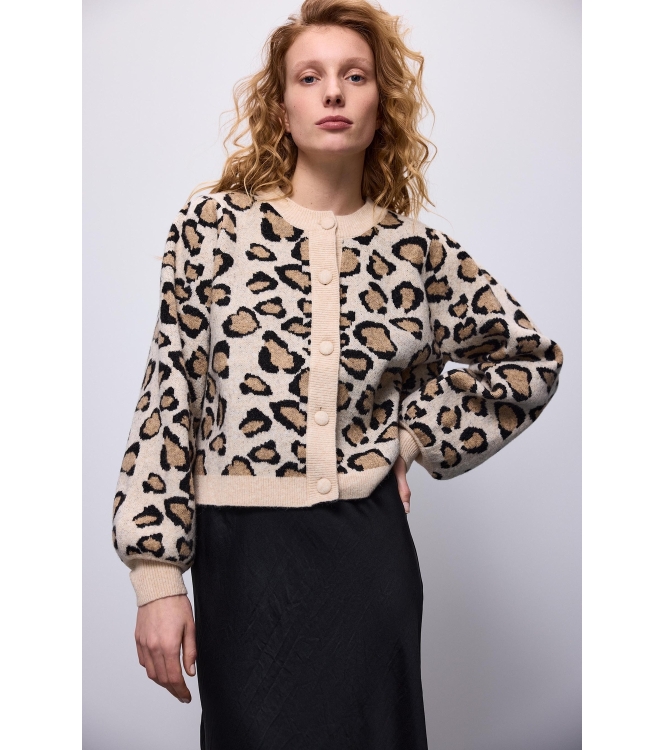 Summum Woman Knitted cardigan leopard jacquard knit 120 Multicolour