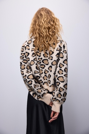 Summum Woman Knitted cardigan leopard jacquard knit 120 Multicolour