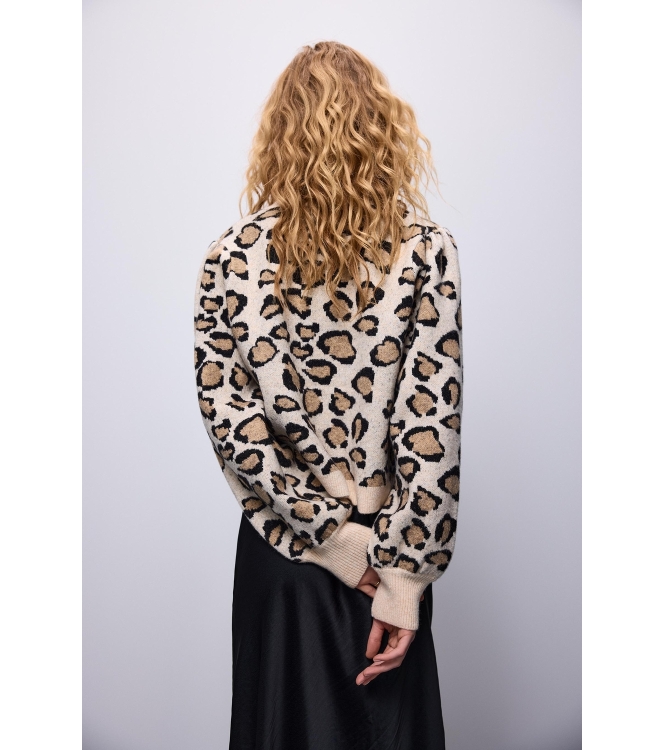 Summum Woman Knitted cardigan leopard jacquard knit 120 Multicolour