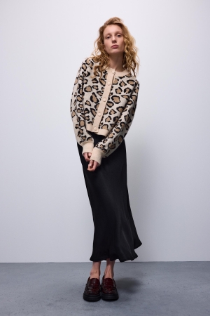 Summum Woman Knitted cardigan leopard jacquard knit 120 Multicolour