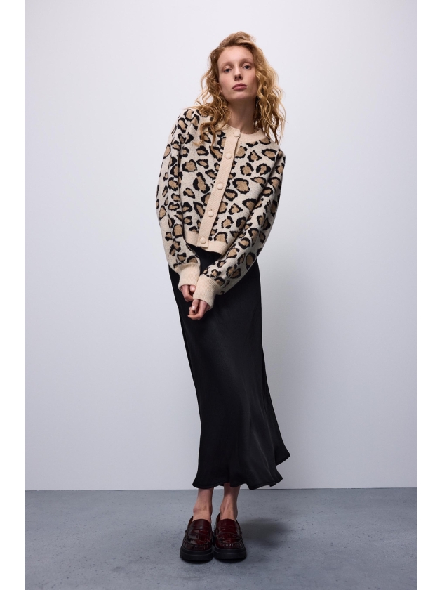 Summum Woman Knitted cardigan leopard jacquard knit 120 Multicolour