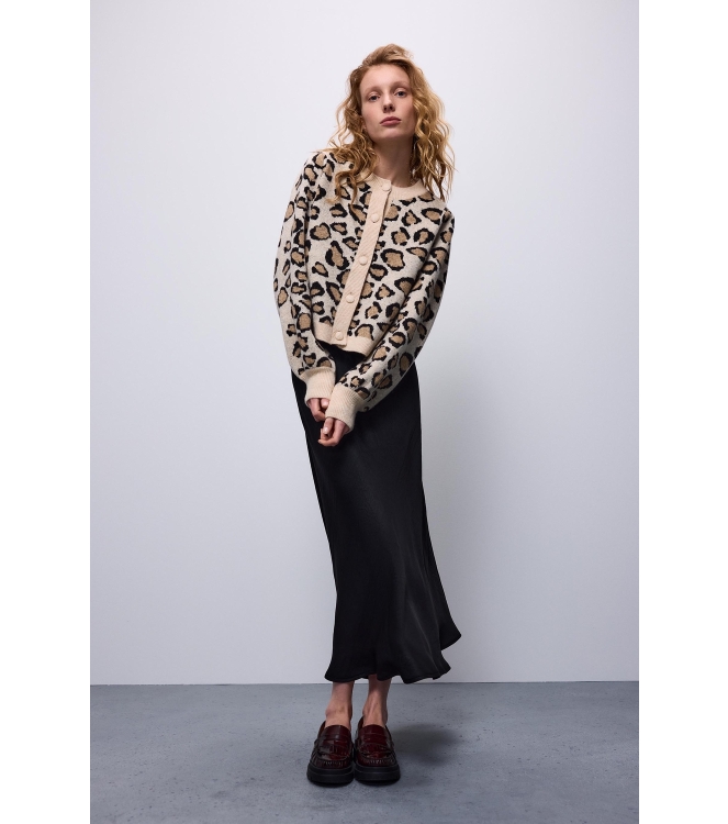Summum Woman Knitted cardigan leopard jacquard knit 120 Multicolour