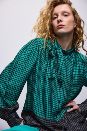 Summum Woman Blouse border print 624 Peacock