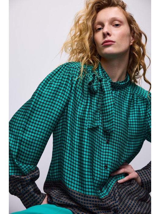Summum Woman Blouse border print 624 Peacock