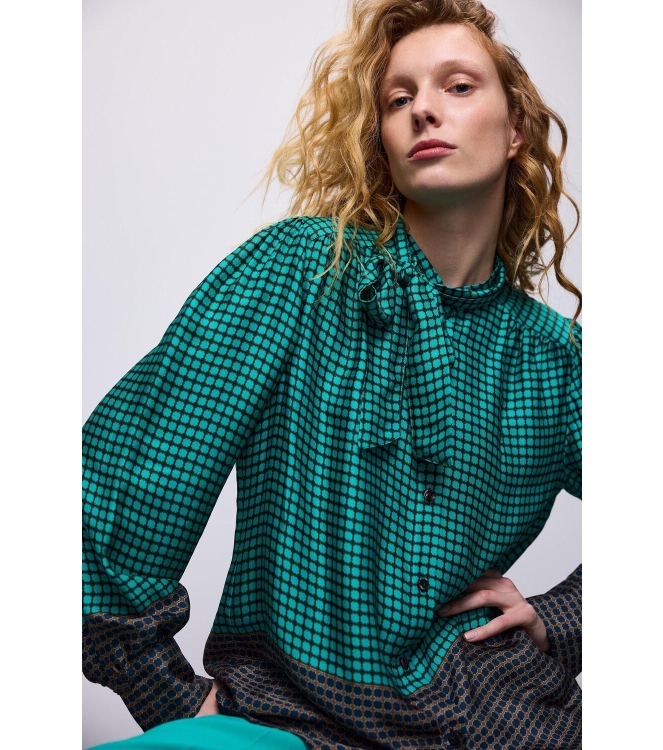 Summum Woman Blouse border print 624 Peacock