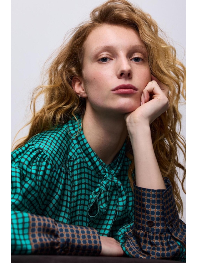 Summum Woman Blouse border print 624 Peacock