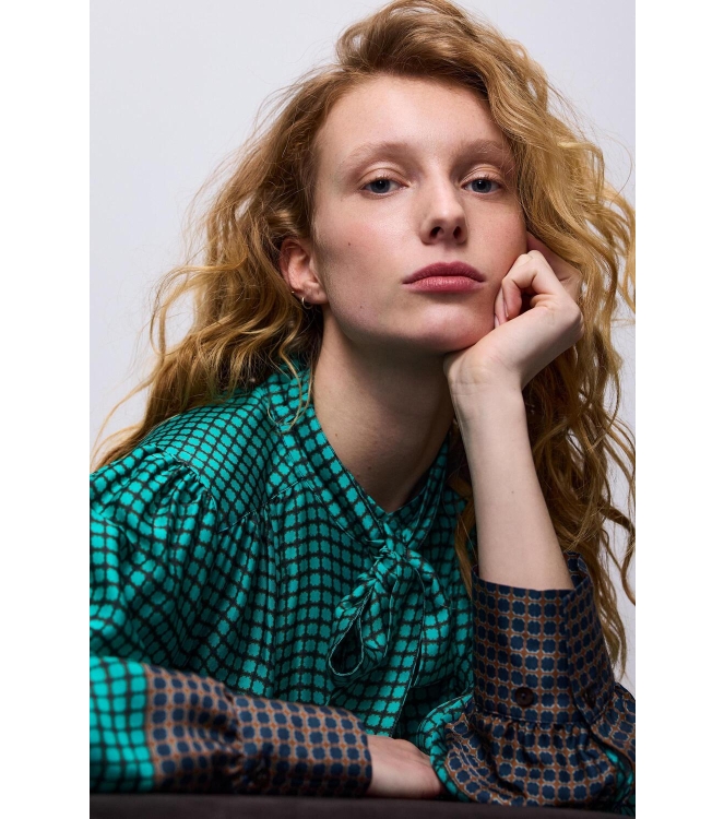 Summum Woman Blouse border print 624 Peacock