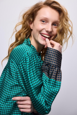 Summum Woman Blouse border print 624 Peacock