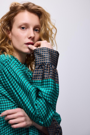 Summum Woman Blouse border print 624 Peacock