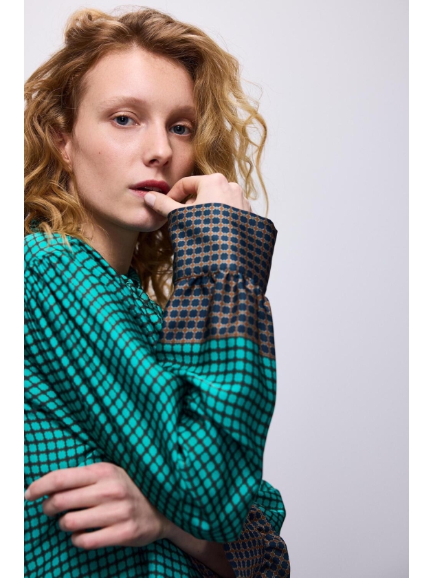 Summum Woman Blouse border print 624 Peacock