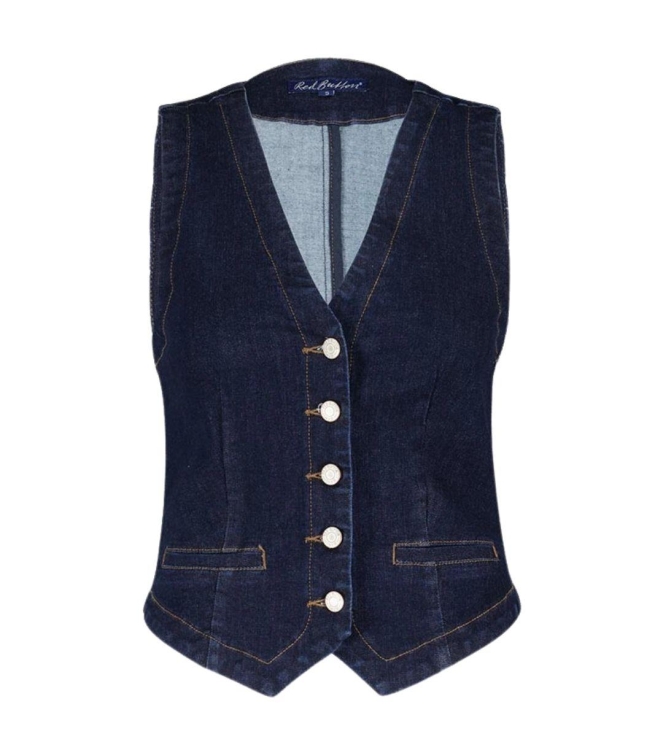 Red Button Waistcoat dark blue denim Darkblue