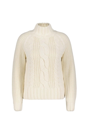 Red Button Turtle cable sweater Cream
