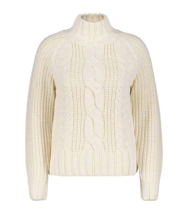 Red Button Turtle cable sweater Cream
