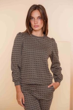 Geisha Top jacquard 2-tone 999 Black/sand