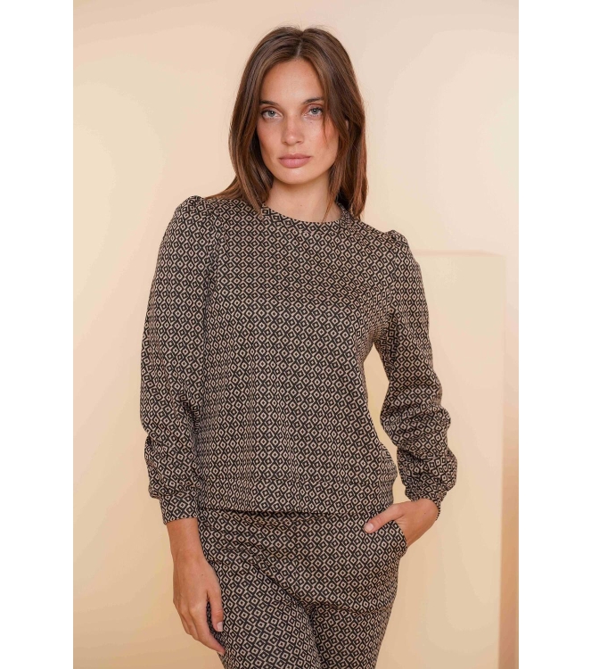 Geisha Top jacquard 2-tone 999 Black/sand