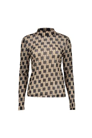 Geisha Top mesh aop 999 Black/sand/offwhite