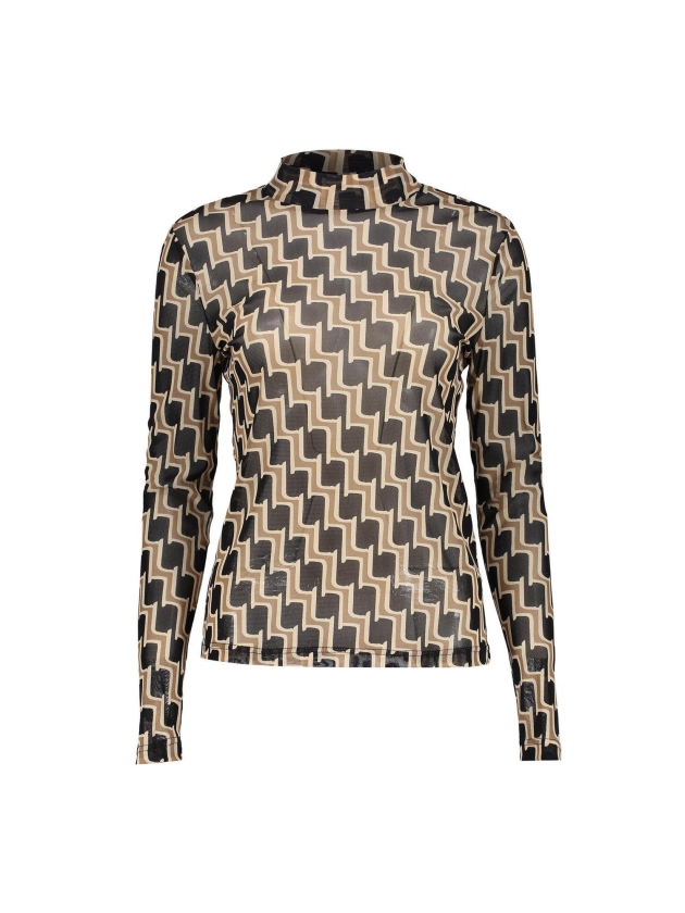 Geisha Top mesh aop 999 Black/sand/offwhite
