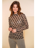 Geisha Top mesh aop 999 Black/sand/offwhite