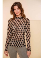 Geisha Top mesh aop 999 Black/sand/offwhite